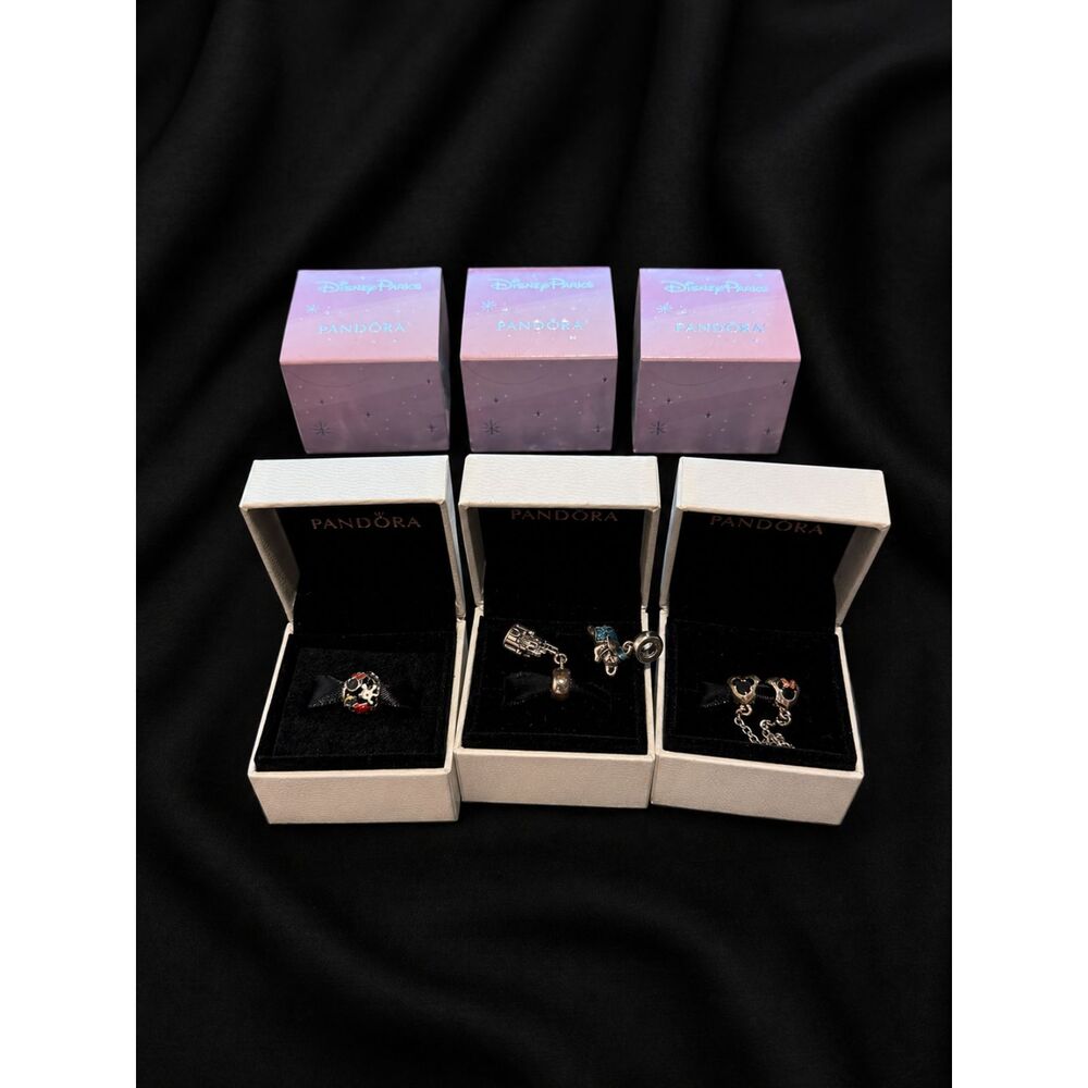 Pandora Disney Parks S925 4 Charm Lot Mickey Dumbo Boxes